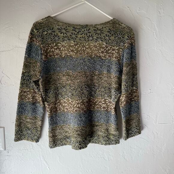 Star CCC Y2k Size Large Green Blue Floral Earth Funky Round Neck Top‎ - Picture 5 of 8